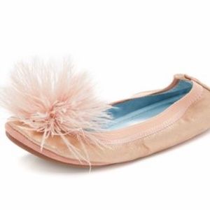Yosi Samra Sz 9 Hitched Ballet Flats Rose Gold NEW